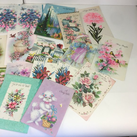 Vtg Lot 93 USED Get Well Greeting Cards Postcards Mix Scrapbooking Art Upcycle - Picture 9 of 10